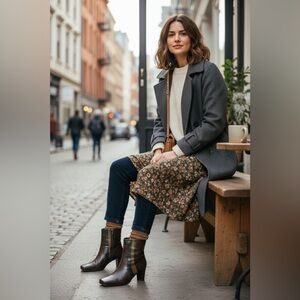 Liz Claiborne Flex Trinity Leather Ankle Boots Reddish Brown Size 8.5